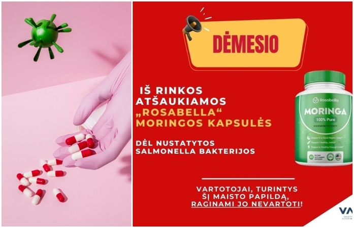 VMVT įspėja: salmonelėmis užkrėstas maisto papildas galėjo patekti į Lietuvą