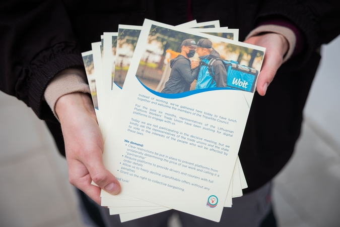 Lietuvos platformų darbuotojų profesinės sąjungos organizuojama akcija