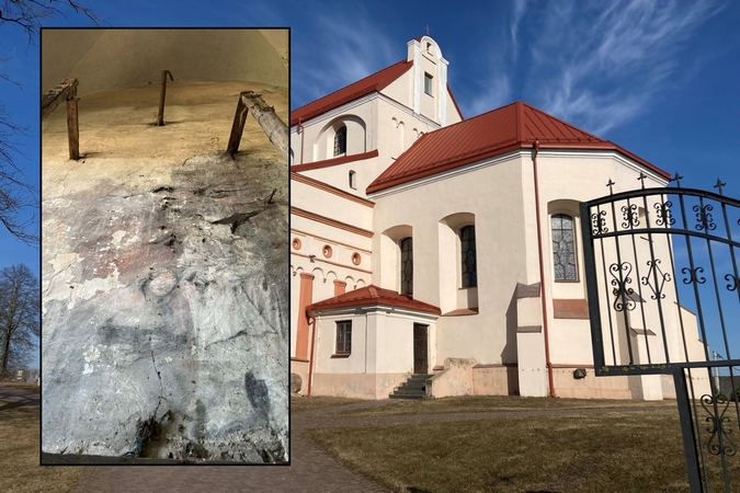 Restauracijos metu bažnyčioje aptikta sienų tapybos fragmentų