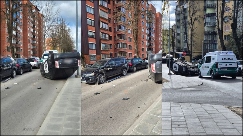 Vilniuje ant stogo apvirto „Bolt“ automobilis