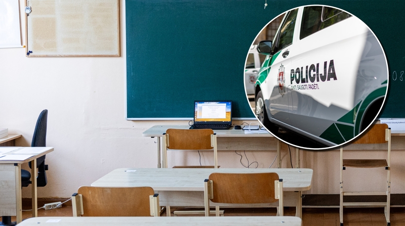 Į mokyklą Vilniuje skubėjo policijos pareigūnai