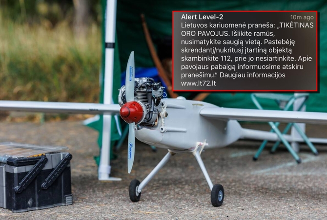 Lietuvos pasienyje galimai fiksuotas dronas: paskelbtas oro pavojus