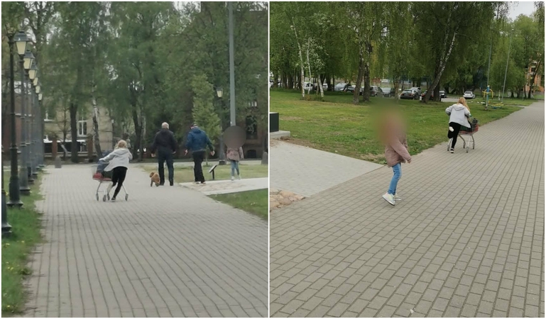 Siautė: klaipėdietė stebėjosi vaikais, kurie miesto gatvėmis lakstė su prekybos centro vežimu.