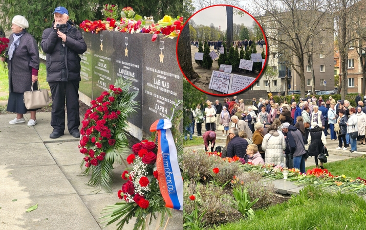 Gegužės 9-oji: vienišas ambasados vainikas ir prieškremliniai plakatai