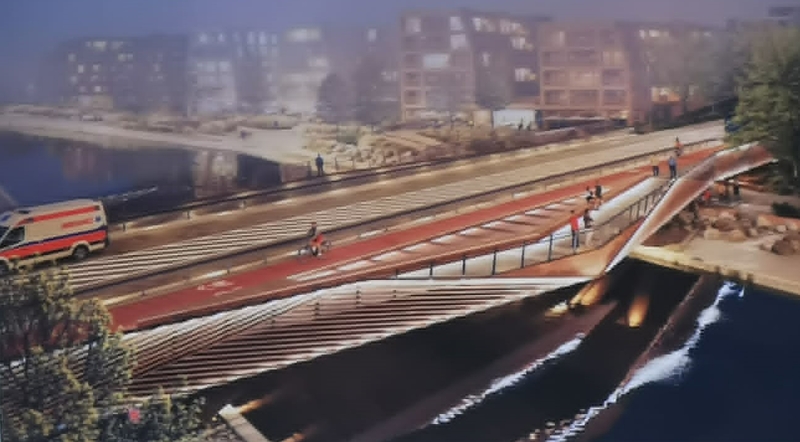 Atvaizdavo: projektuotojai pristatė vizualizacijas – parodyta, kaip atrodytų tiltas ir aplinkinės gatvės.