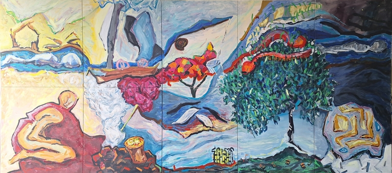Free Finga. Albumas „Plastika“. Drobė, akrilas. 350 x 160 cm. 2025 m.