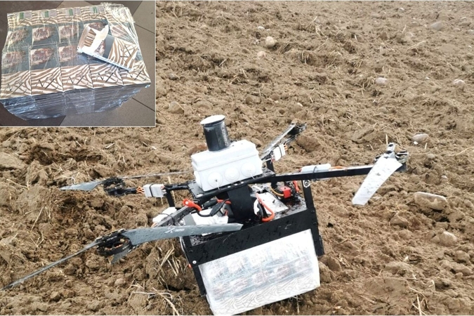 Pasieniečiai nutupdė kontrabandines cigaretes gabenusį droną