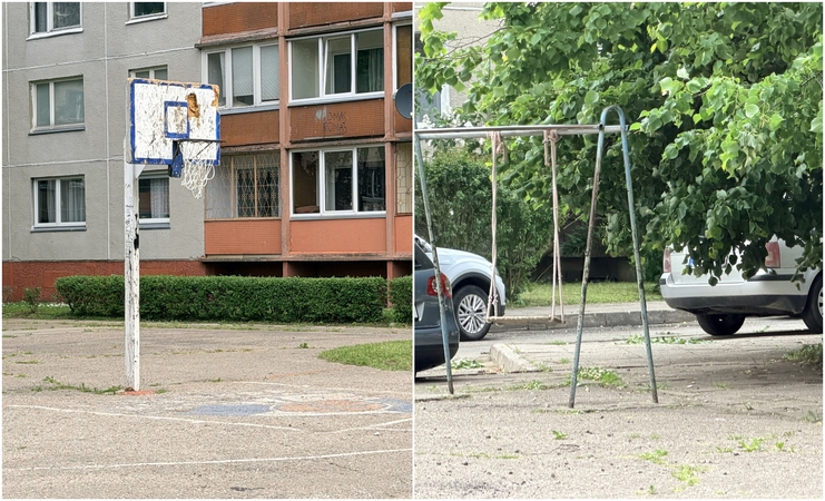 Skundėsi: vietinių gyventojų teigimu, Reikjaviko gatvėje esanti krepšinio aikštelė jau seniai prašosi atnaujinimo. Ilmos Jurkuvienės nuotr.