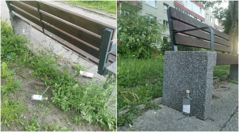 Netvarka: Žardininkų parko suoliukai prasidėjus vasarai vėl tampa išgertuvių vieta – gyventojai skundžiasi triukšmu ir po naktinių „pobūvių“ paliekamais buteliais.