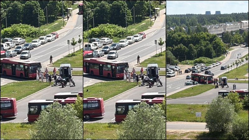 Pilaitėje – autobuso ir paauglio vairuojamo motorolerio avarija: abu vairuotojus išsivežė medikai
