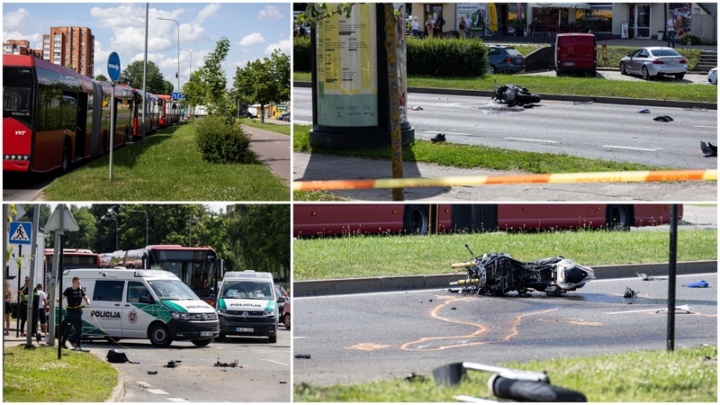Tragiška avarija Vilniuje: žuvo su vilkiku susidūręs motociklininkas, sužalotas praeivis