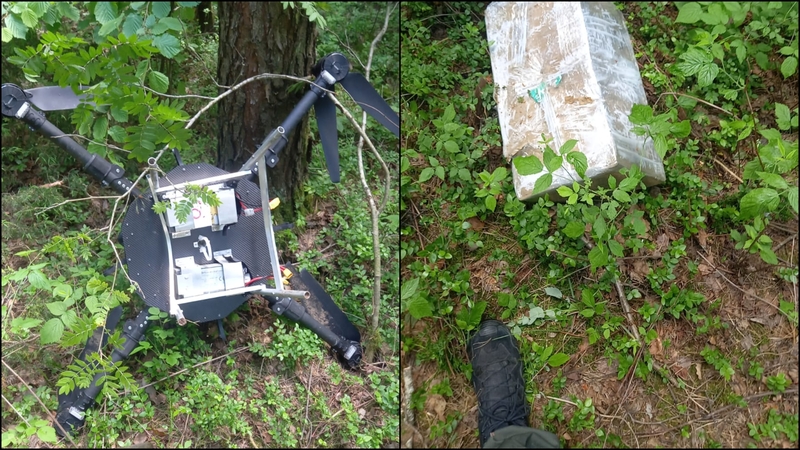 Pasieniečiai aptiko nukritusį droną