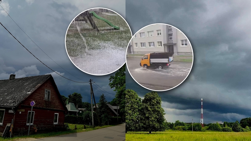 „Kaip iš kibiro“: per šalį keliauja lietaus debesys, krenta kruša