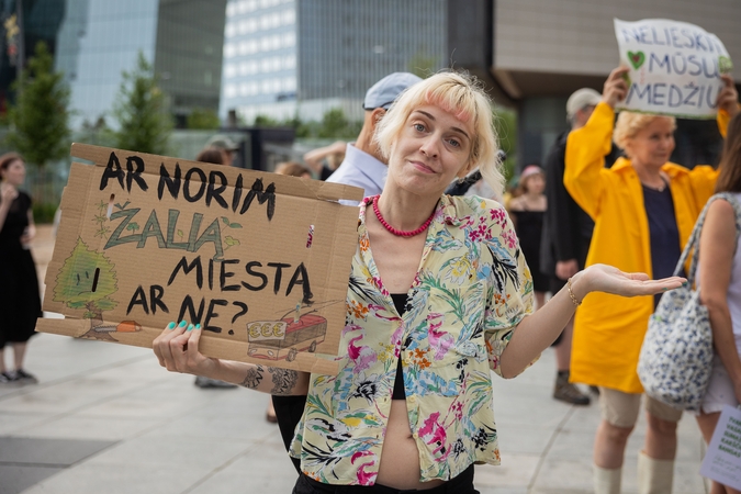Vilniuje keli šimtai žmonių susirinko priešintis medžių kirtimui ir gamtos niokojimui