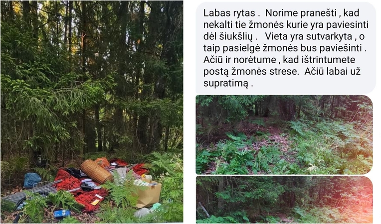 Viešumas: miške paliktų šiukšlių istorija išsisprendė labai netikėtai – nežinomi asmenys išvežė atliekas po to, kai buvo paviešintas rastos sąskaitos turinys.