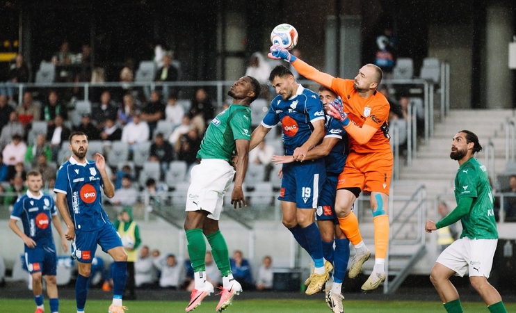Varžovai: Kauno žalgiriečiai (žalios spalvos apranga), eliminavę Kosovo čempionus, išmėgins jėgas su Farerų salų čempionais.