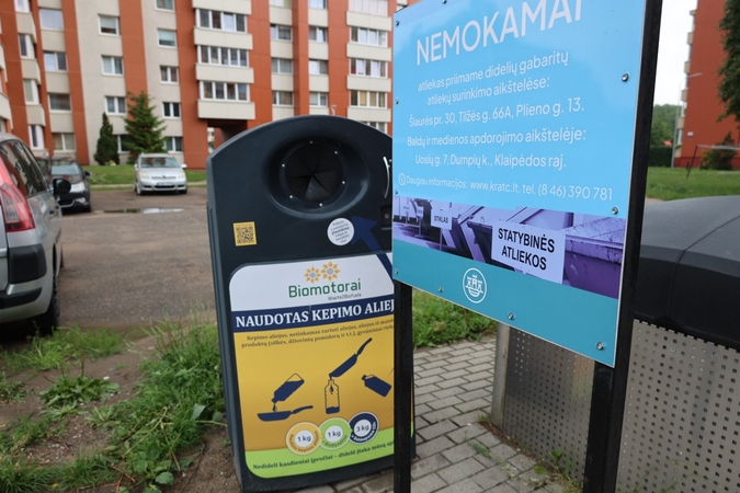 Adresai: panaudoto aliejaus konteineriai šiuo metu pastatyti 30 uostamiesčio gatvių.