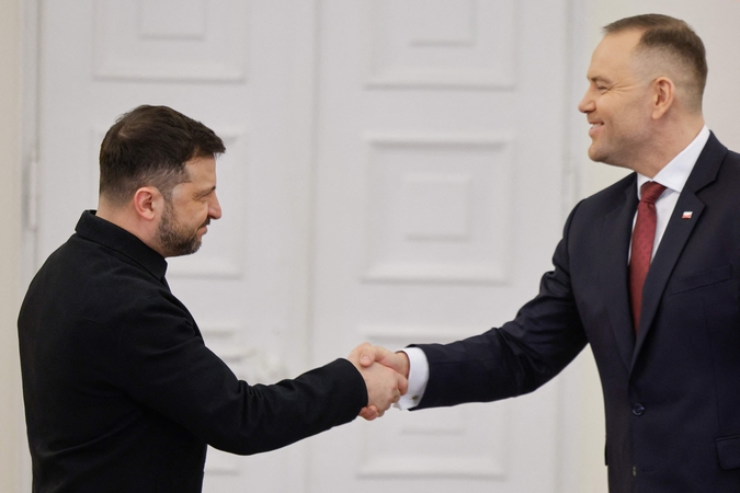 Istorinio ginčo fone Nawrockis Ankaroje kalbėjosi su Zelenskiu