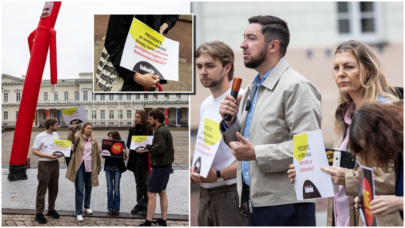 Apie 20 žmonių protestavo prieš kandidatą į VRM vadovus