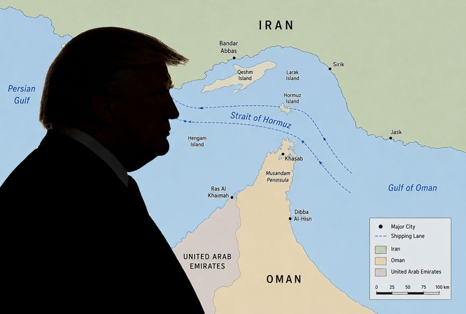 Donaldas Trumpas: Jungtinės Valstijos išlaikys Hormuzo sąsiaurio kontrolę