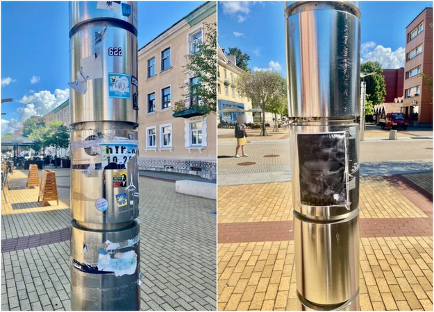Apklijuoti: vos ne ant kiekvieno M. Mažvydo alėjos stulpo galima išvysti įvairiausių skelbimų ir reklamų.
