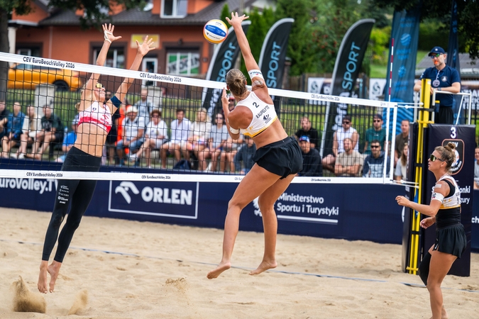 Paplūdimio tinklininkės Monika Paulikienė ir Ainė Raupelytė žengė į Europos čempionato aštuntfinalį