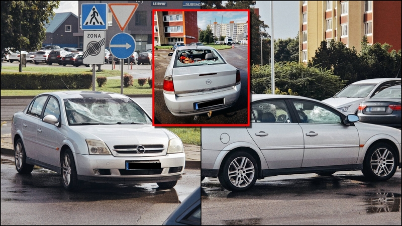 Skirtinguose Klaipėdos daugiabučių kiemuose – tas pats apgadintas „Opel“