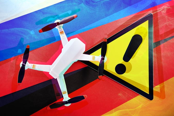 Vokietijos kariuomenė praneša apie kelis šimtus įtariamų dronų skrydžių virš karinių objektų