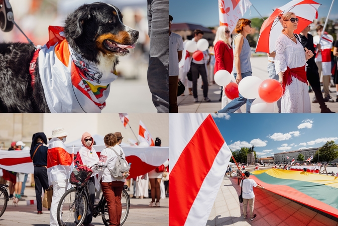Šeštąsias protestų prieš režimą metines Vilniuje minintys baltarusiai: tikėjimas pokyčiais neišblėso