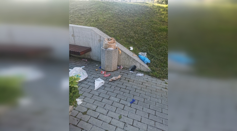 Netvarka: prie Vingio pasažo esančios šiukšliadėžės turinys, pasak gyventojų, neretai atsiduria ant šaligatvio.