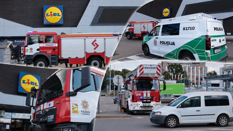 Sumaištis Pramonės prospekte – evakuoti „Lidl“ ir „Ermitažo“ pirkėjai bei darbuotojai