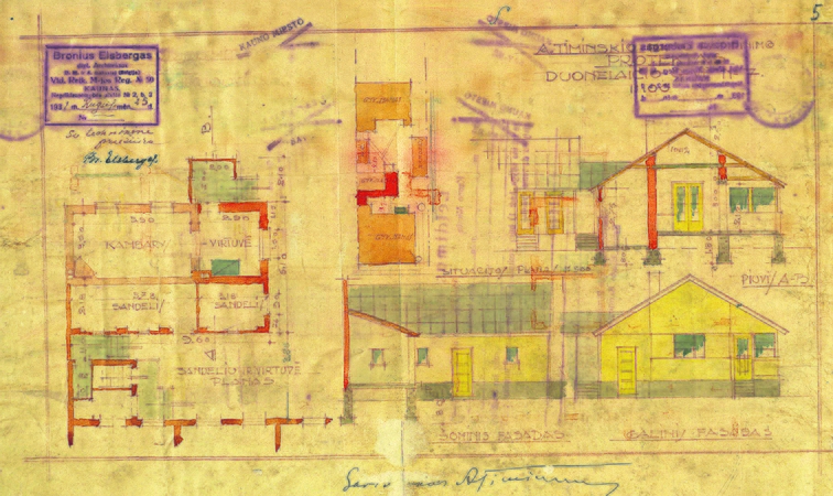 A. Timinskio sandėlių padidinimo K. Donelaičio g. 7 [dabar K. Donelaičio g. 11] projektas. Projektas ir techninė priežiūra inž. Broniaus Elsbergo. 1931 09 25.