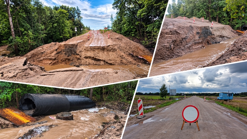 Liūtys pridarė žalos: ties Kartena vanduo išplovė kelią – pravažiuoti nebeįmanoma