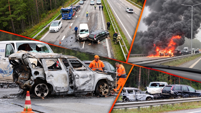 Kaišiadorių rajone – masinė avarija: automobiliai užsidegė, yra sužalotų žmonių