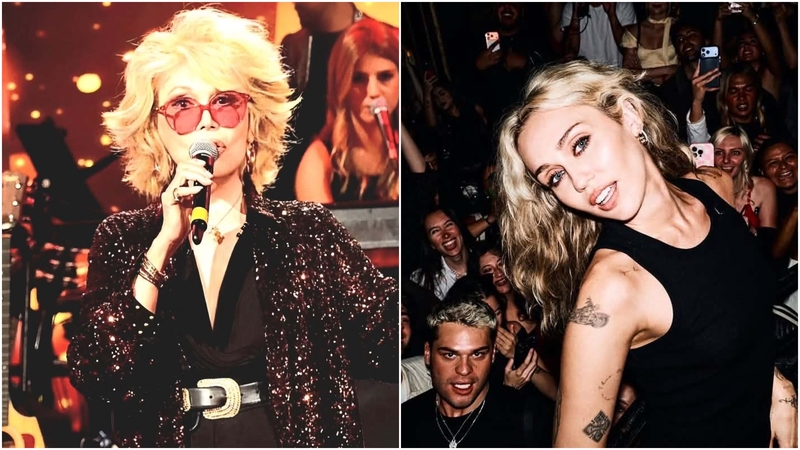 Amanda Lear (kairėje) ir Miley Cyrus