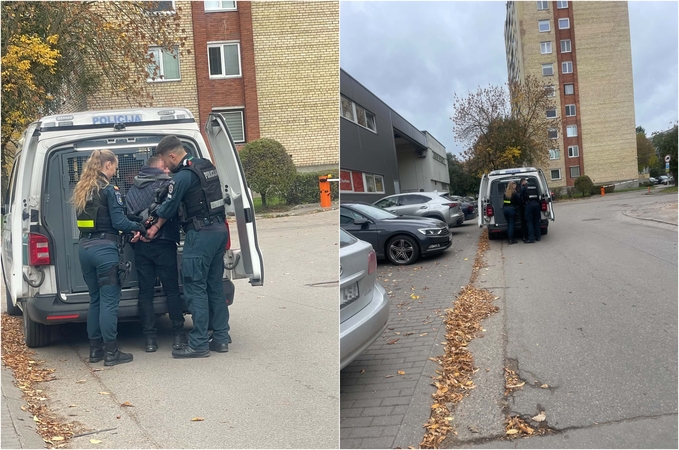 Kariškas vaizdelis: policiją išsikvietus auka pasislėpė, o jos skriaudiką vos sutramdė du pareigūnai
