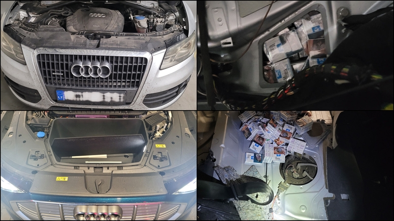 Medininkuose sulaikyti du „Audi“ automobiliai: slėptuvėse – kontrabanda