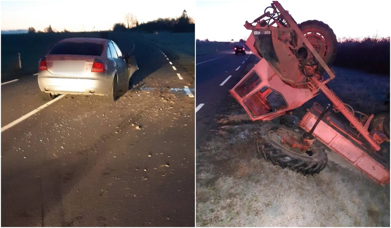 Pasvalio rajone traktorius susidūrė su „Audi“, nukentėjo mažametė 
