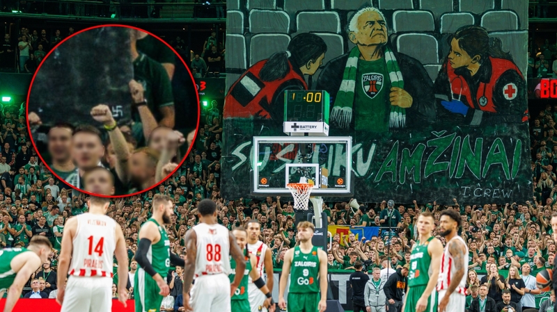 Per „Žalgirio“ rungtynes iškeltas plakatas kelia aistras: pastebėta svastika