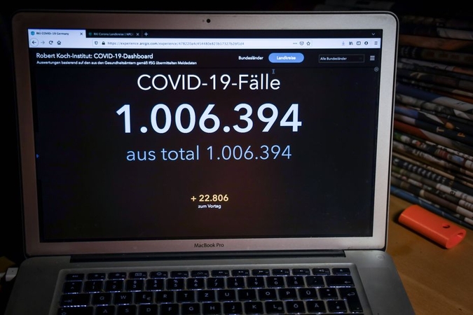 Vokietijoje patvirtinta per 1 mln. COVID-19 atvejų