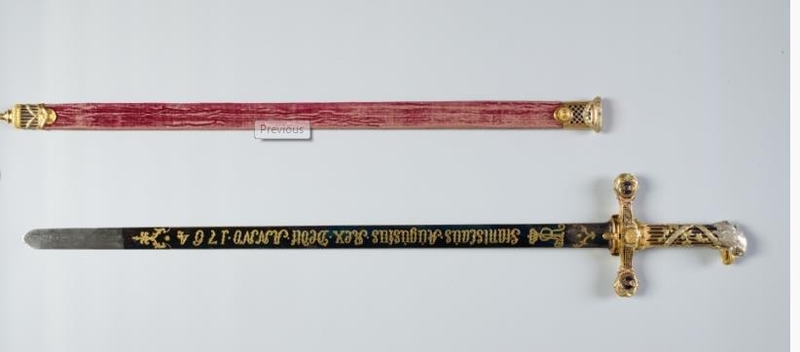 Abiejų Tautų Respublikos ordinų ceremonijų kalavijas Efraimas Šregeris (vok. Ephraim Schröger, lenk. Efraim Szreger, 1727–1784) – projektas (?), Joachimas Frydrichas Jakobsonas vyresnysis (Joachim Friedrich Jacobson I; dirbo Varšuvoje apie 1760–1776) – ge