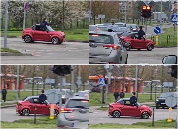 Užfiksavo: pavojingai manevruojančius paauglius sankryžoje užfiksavęs vairuotojas pašiurpo dėl tokio pavojingo nepilnamečių elgesio.