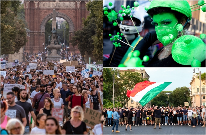 Per pasaulį nuvilnijo protestų prieš COVID-19 apribojimus banga