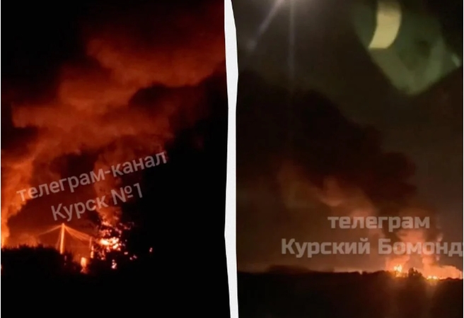 Rusijos Kursko srityje po dronų atakos kilo gaisras naftos saugykloje 