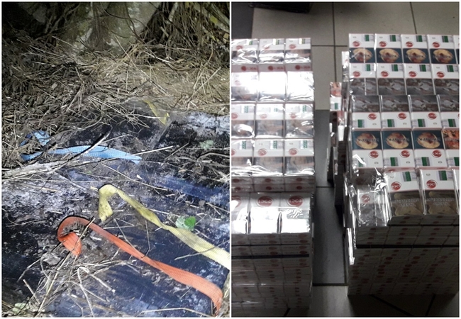 Pasieniečiai aptiko 2 tūkst. pakelių baltarusiškų cigarečių: jas kontrabandininkai slėpė žolėje