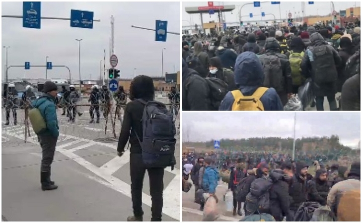 Grupė migrantų prasiveržė per baltarusių pasieniečių užtvarą pasienyje su Lenkija