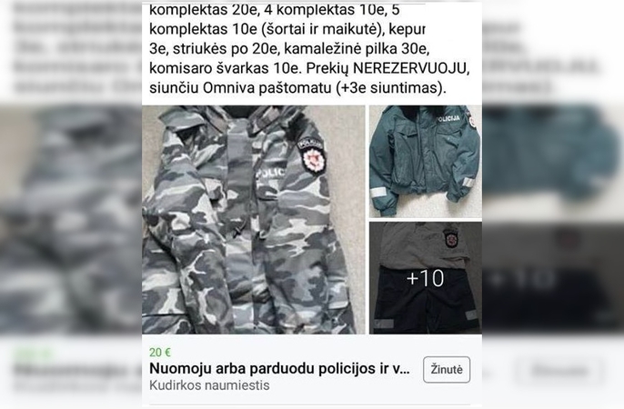 Suglumino internete parduodamos pareigūnų uniformos: ar tai legalu?