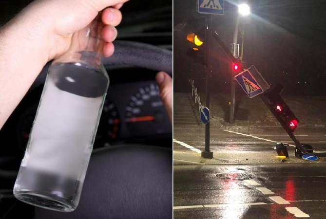 Kaune vairuotojų nesulaiko net 3 promilių girtumas: kliuvo ir šviesoforui