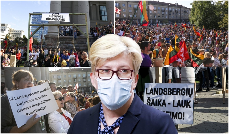 I. Šimonytė atsakė protestuotojams: ligoninėse guli ir miršta nesiskiepiję žmonės