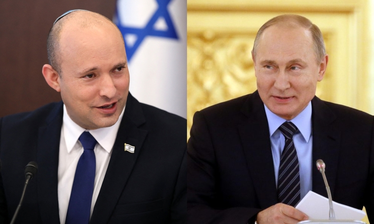 Naftalis Bennetas (kairėje) ir Vladimiras Putinas (dešinėje)